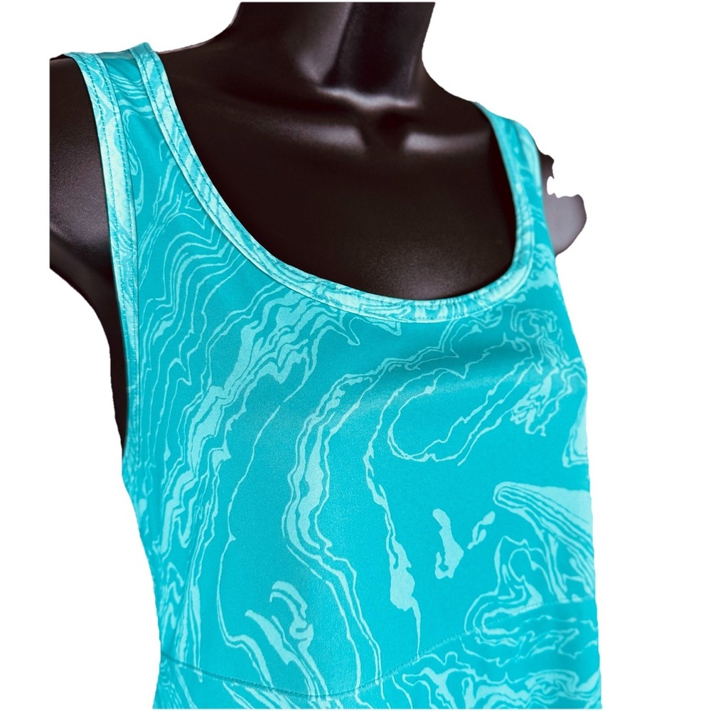 Columbia Omni-Freeze Zero Turquoise Blue Swirl Sleeveless Cool Active Dress LG - Picture 2 of 8